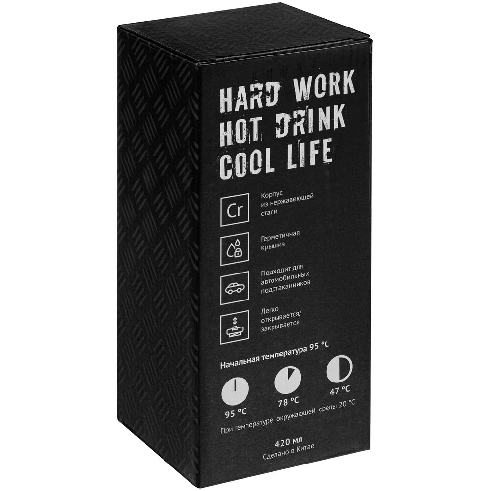 картинка Термостакан Hard Work, вакуумный, темно-серый (графит) от магазина Одежда+