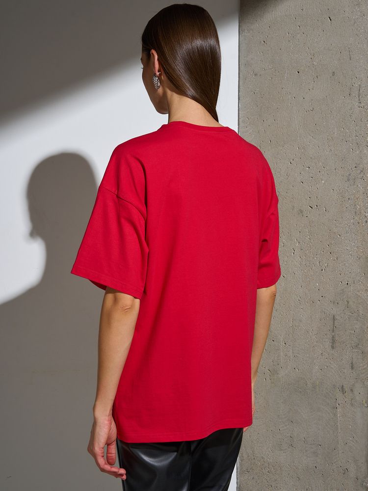 картинка Футболка Oversize Premium, красная от магазина Одежда+