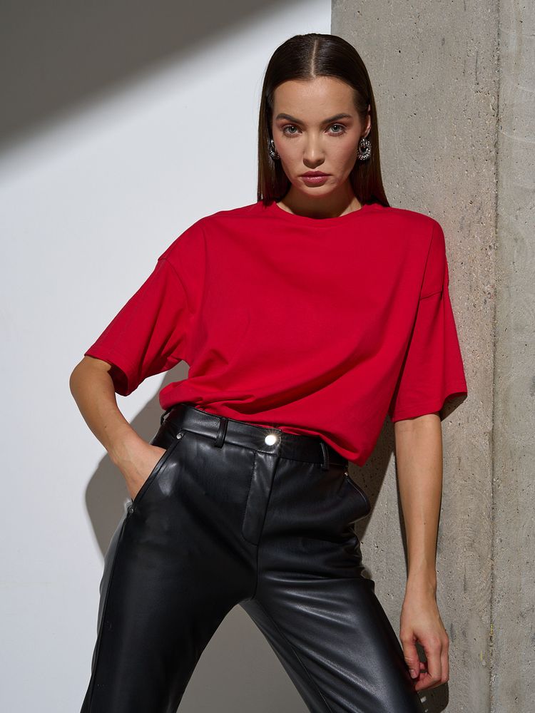 картинка Футболка Oversize Premium, красная от магазина Одежда+
