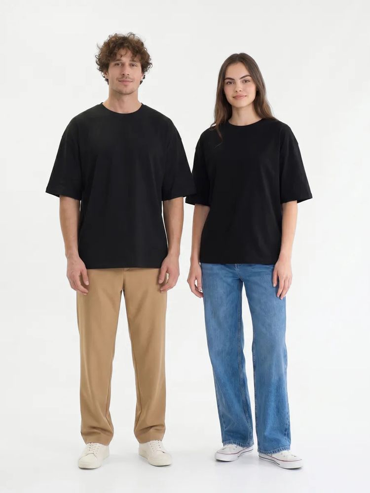 картинка Футболка Oversize Premium 210, черная от магазина Одежда+