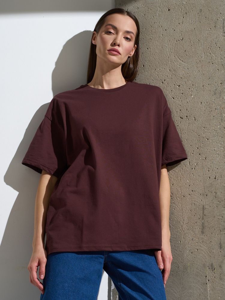 картинка Футболка Oversize Premium, коричневая (шоколад) от магазина Одежда+